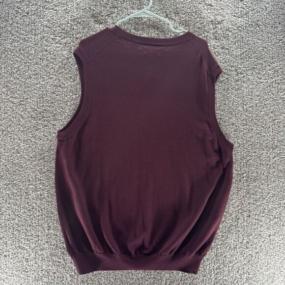 Chaps Sweater Vest Mens XL Red Maroon V Neck Pullover Knit New With Tags Cotton - Picture 10 of 13